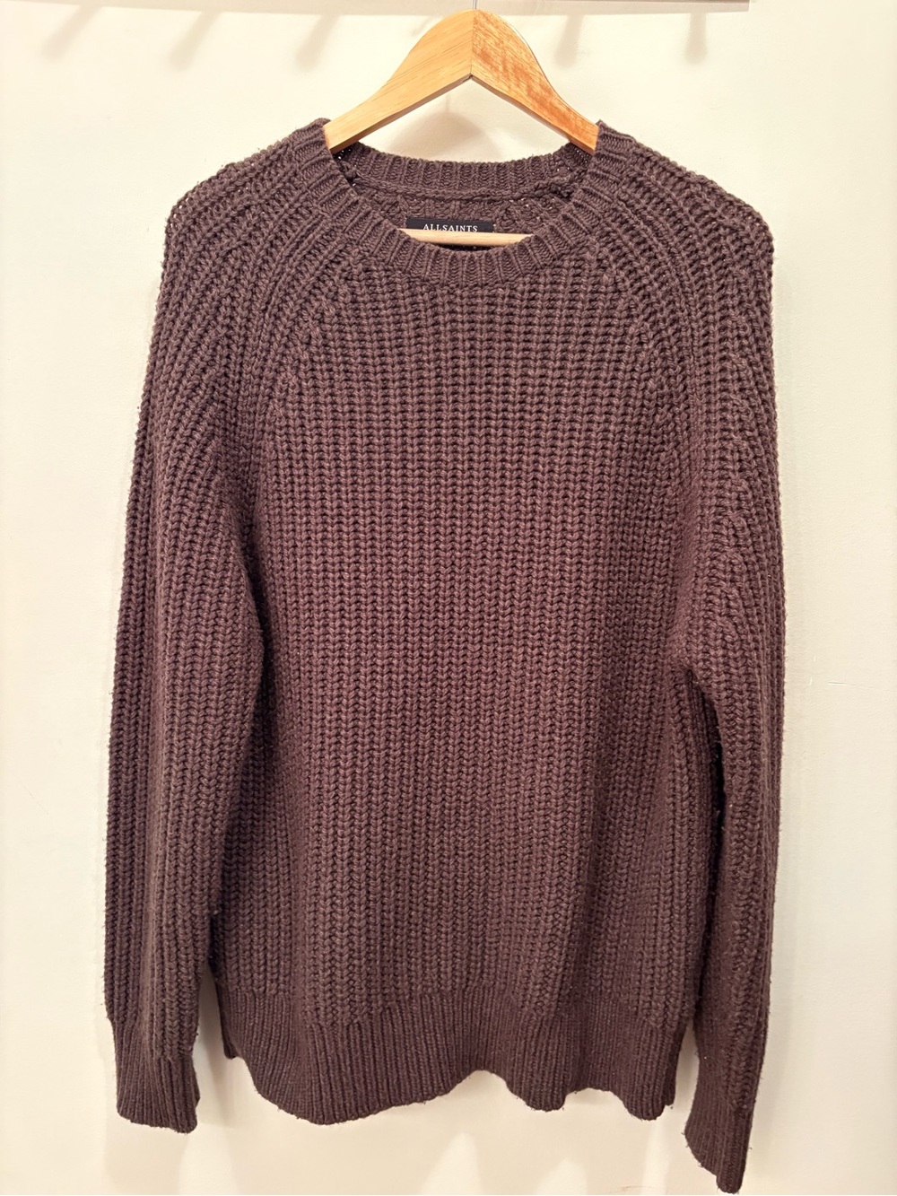 AllSaints Chunky Knit Wool-Yak Blend Crewneck Sweater in Size Large